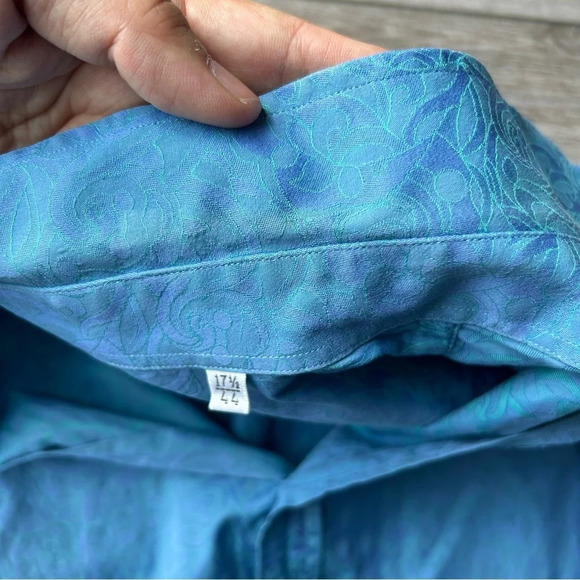 Versace Collection Blue Paisley Pattern Slim Fit Button Down  Shirt - Picture 8 of 15